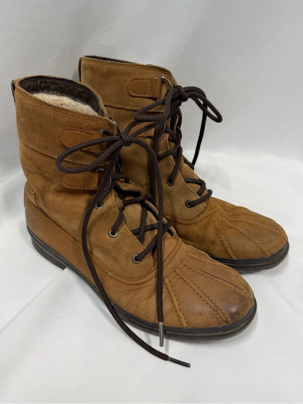 UGG | Azaria Waterproof Boots Brown Leather Lace Up Women's Size 9.5